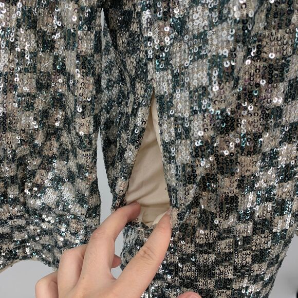 Steve Madden Jacket Womens XS Extra Large Andee Checkered Sequined Shacket - Picture 5 of 16